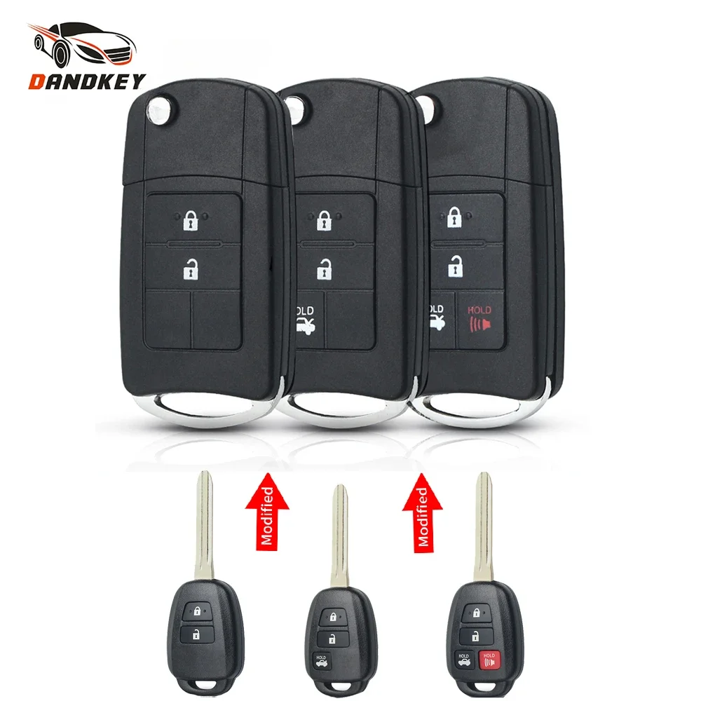 Dandkey 2/3/4 BT Modified Car Key Shell For Toyota CAMRY Corolla YARIS Vios Prado TOY43 Blade Fob Flip Remote Case Replacement