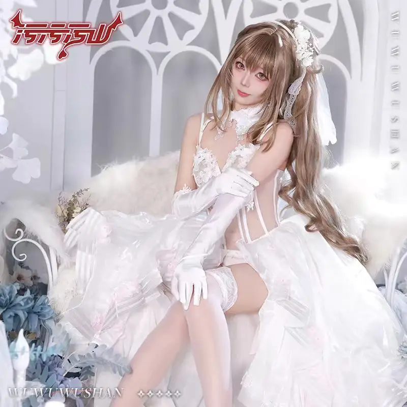 

K2 Game Girls Frontline Cosplay Costume Women Elegant Wedding Long Dress Gloves Headwear Socks Halloween Party Uniform Full Set