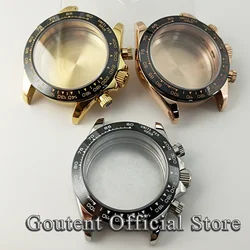 Goutent 40mm Rose Gold Silver Gold Sapphire Crystal Quartz Watch Case Fit VK63 Movement Watch Accessories