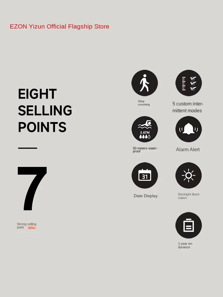 EZON Multi-function Electronic Watch T048 Waterproof 50M Fashion Pedometer Stopwatch For Male And Female Students T048 view 3