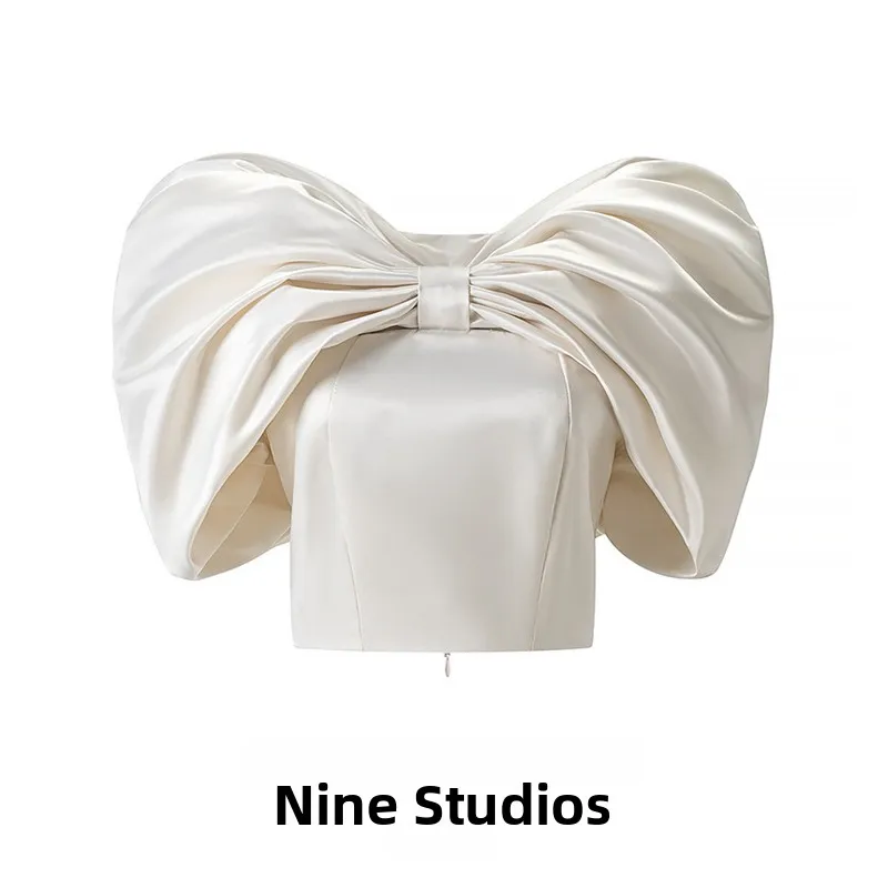 NINE ZAR Women's Fashion Slimming Versatile  Knot Tube Top Short Dress Casual Short Length Top Trending Elements