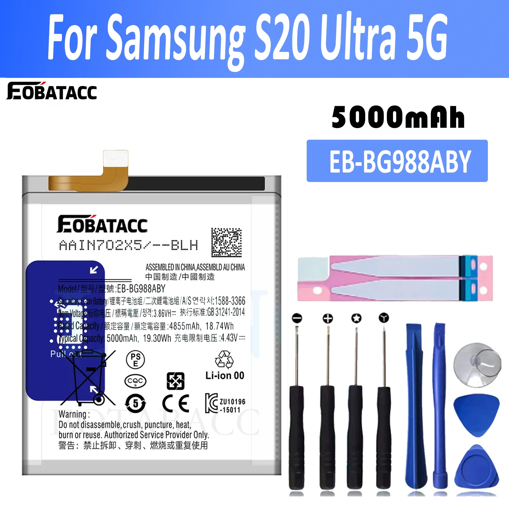 

EOTABACC New 100% High Quality EB-BG988ABY Battery For Samsung Galaxy S20 Ultra 5G Mobile Phone Bateria