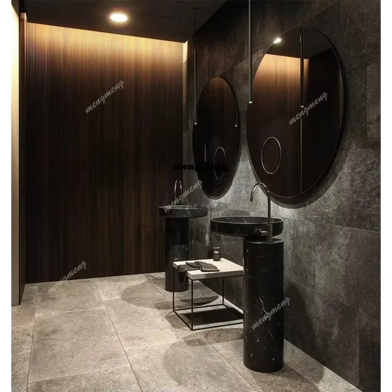 

F150 Black and white root marble artificial integrated floor-to-ceiling wash basin Household hotel B & B bathroom Art column ba