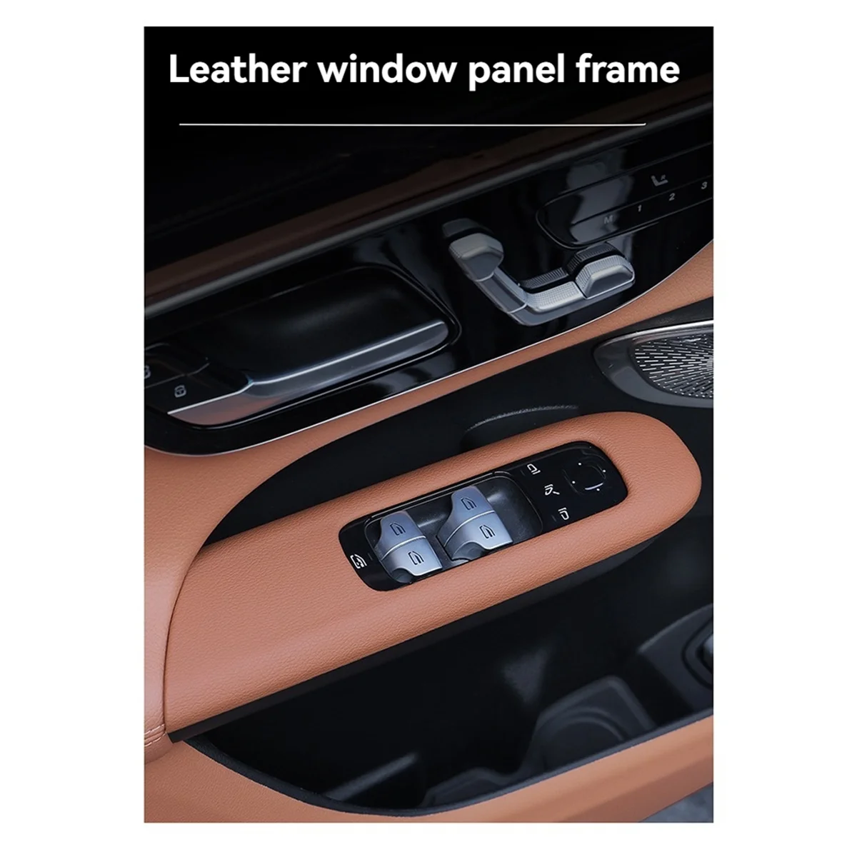 نافذة الباب رفع غطاء أزرار إطار الكسوة ملصق جلدي لمرسيدس بنز C-Class 2022-2024، أسود، LHD -T45C