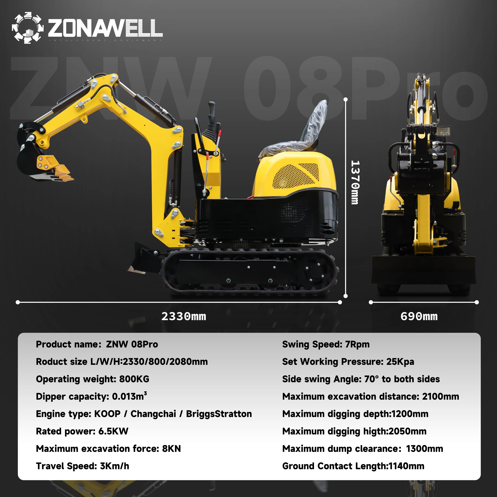 Venta caliente europea y americana mini excavadora 1 tonelada EPA/Euro 5 Kubota motor sobre orugas excavadora agrícola personalización