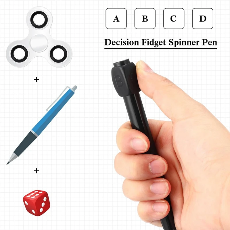4 Pcs A B C D Rotation Reducer Ballpoint Pens Gadget Stress Relief Pen For Office Easy To Use