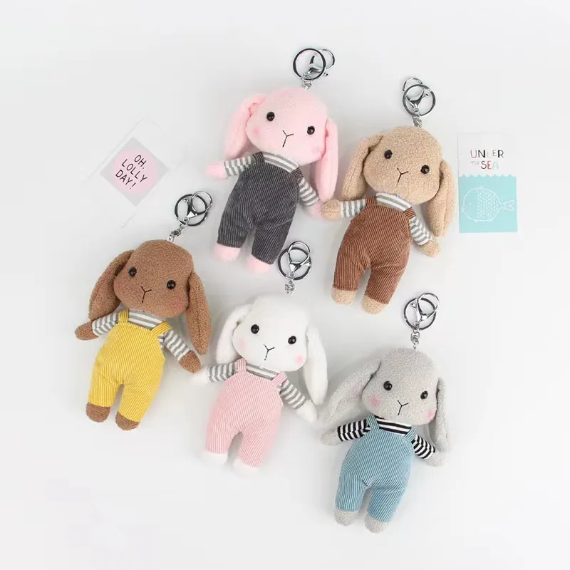 10cm Kate Rabbit Plush Keychain Kawaii Animals Toy Pendant Car Cute Plush Fur Pompom Linen Teddy Rabbit Doll Keychain