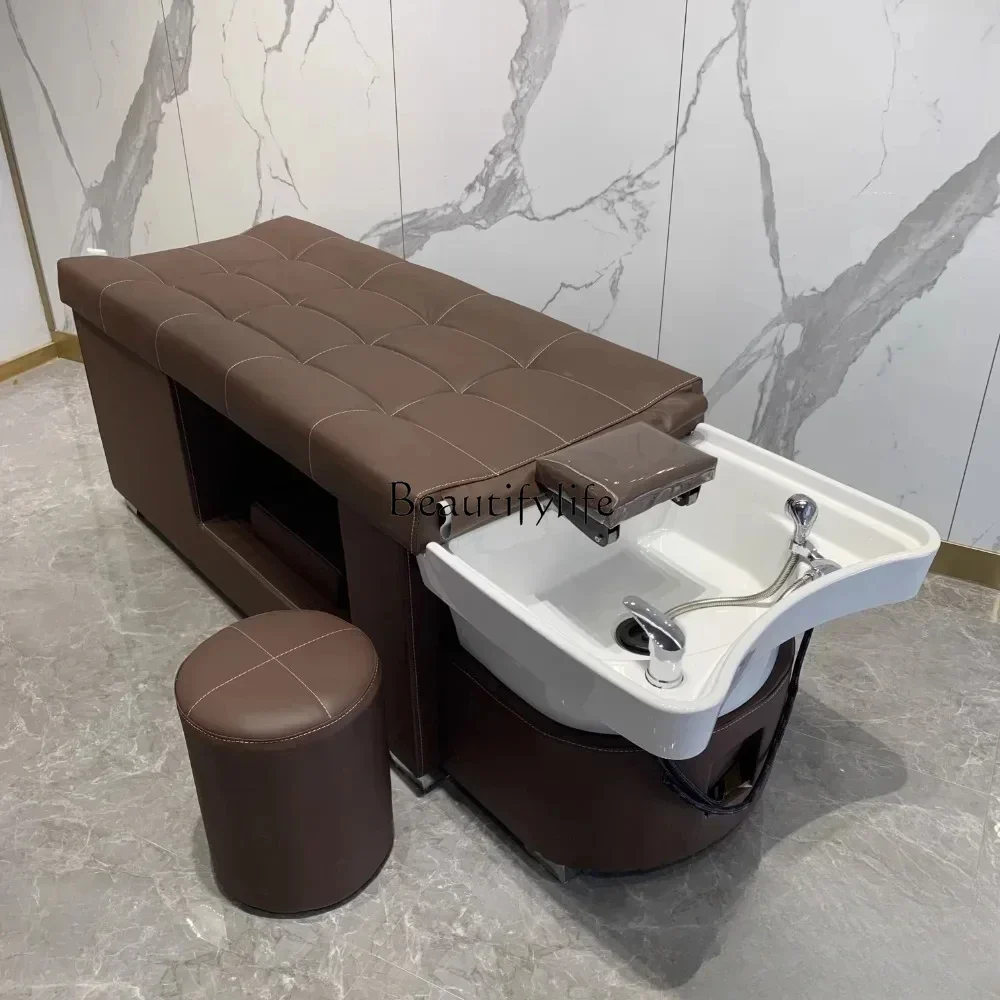 

ss newShampoo Chair Thai Barber Shop Deep Basin Massage Flat Lying Beauty Salon Dual-Use Flushing Bed