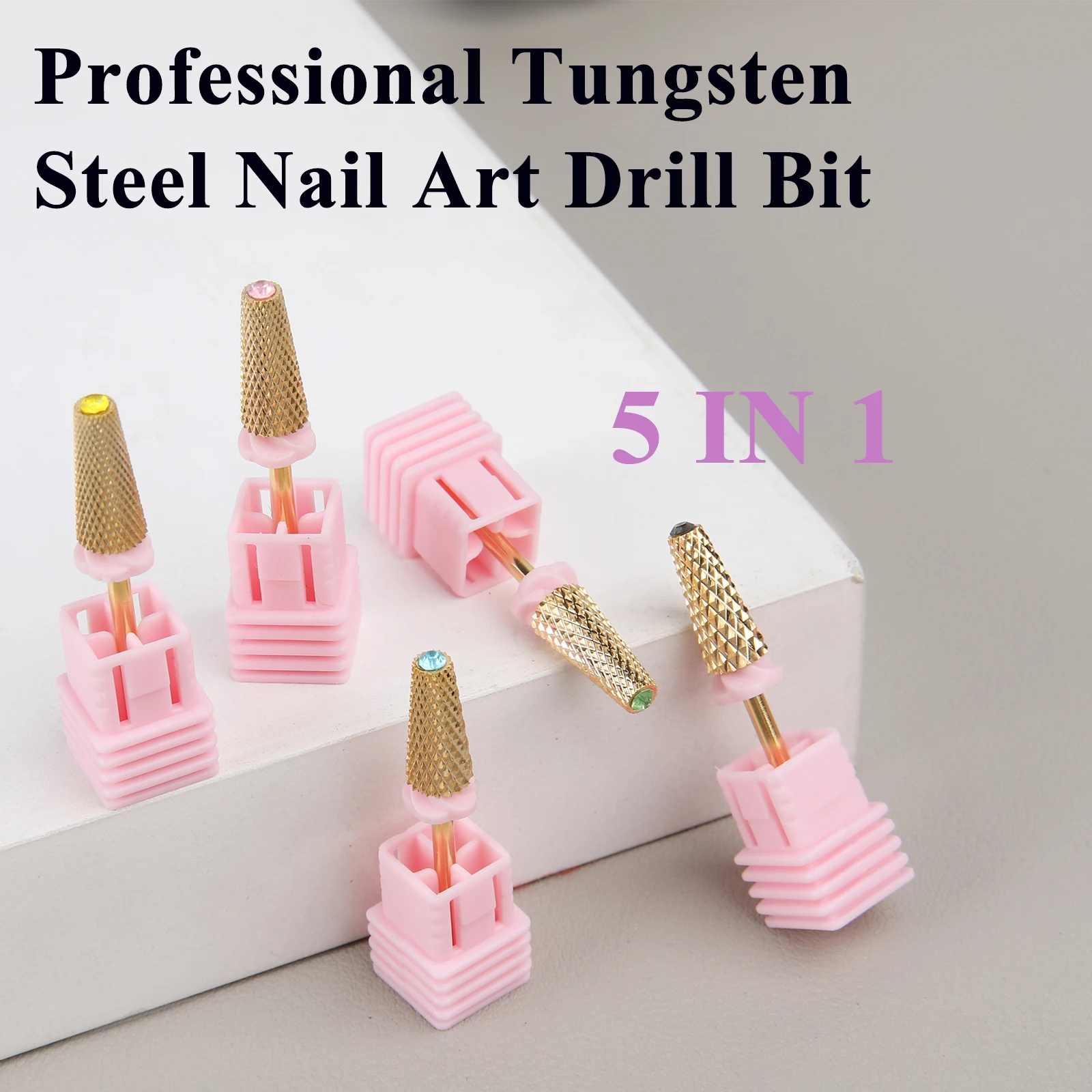 1 قطعة 5 في 1 التنغستن الصلب مسمار لقمة ثقب مع طرف مسنن اكسسوارات مثالية ل تدريبات مانيكير الكهربائية ملفات الأظافر #1