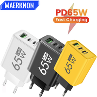 65W USB C PD Fast Charger GaN Wall Adapter for iPhone 16 Samsung Galaxy S24 Xiaomi Quick Charge 3.0 Multi Port Travel Charger