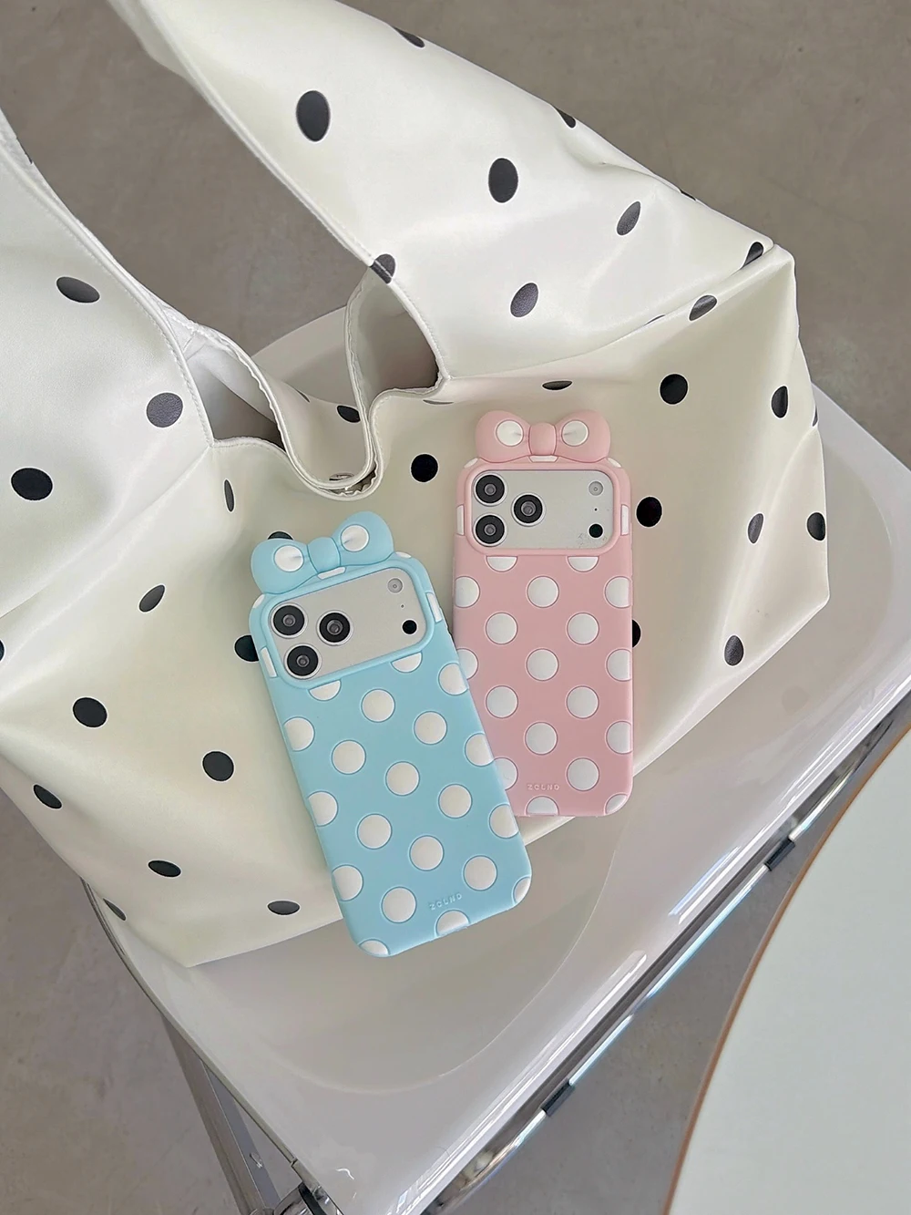 Kawaii 3D Cartoon Polka Dot Schleifenknoten Weiche Silikon Handyhülle für iPhone 12 13 14 15 16 17 Pro Max Lustige Schleife Stoßfeste Hülle – Detail 2