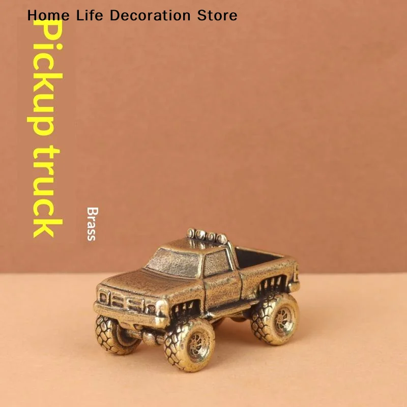 【H】Solid Brass Mini Pickup Truck Ornament Retro Finish Hand Polished For Home Decor Collection Gifts