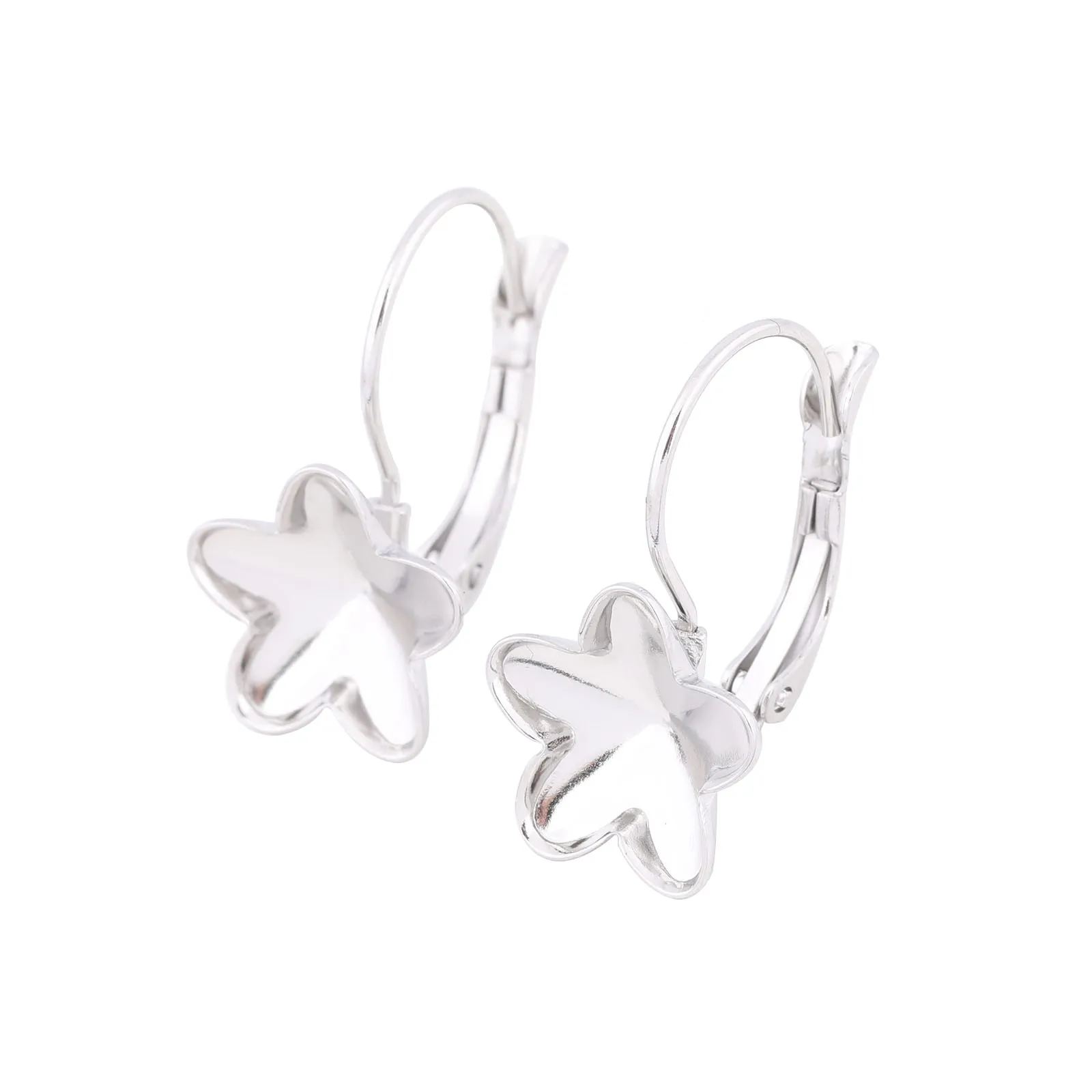 

20pcs Stainless Steel Leverback Earring Base Settings Bezels For Flower Pointed Back Stones Diy Findings For Jewelry Making