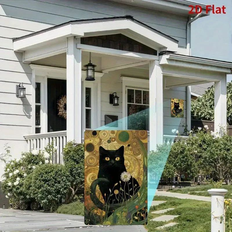 Vintage Black Cat Daisy Metal Sign Iron 8x12 Inch Retro Wall Decor Plaque Tin Plate For Bedroom Office Cafe
