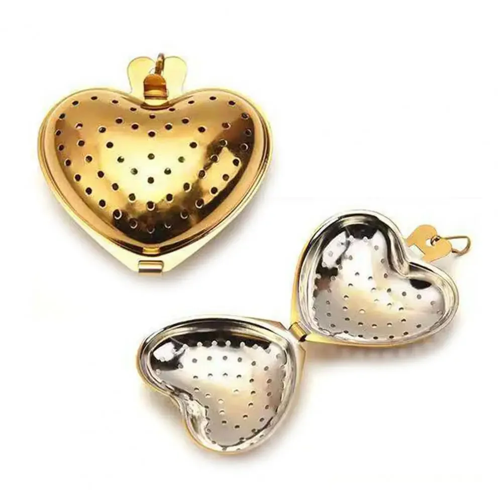 Tea Strainer Heart Shape Stainless Steel Tea Infuser Locking Spice Tea Ball Strainer Mesh Infuser Strainers Kitchen Accessories