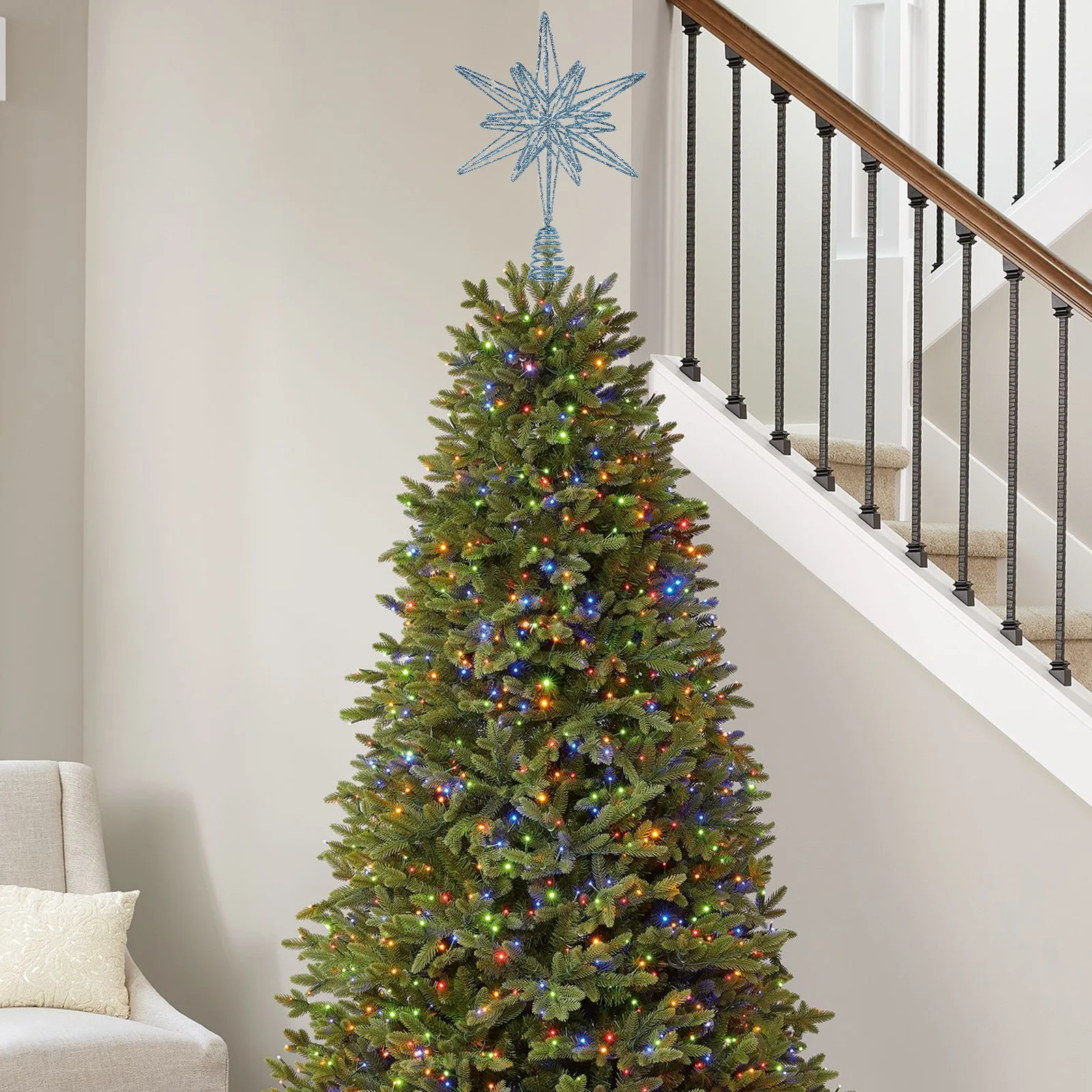 

Christmas Tree Star Topper 30 LED Lighted Decorative Treetop Ornament Holiday Indoor Xmas Decoration Star Decorations