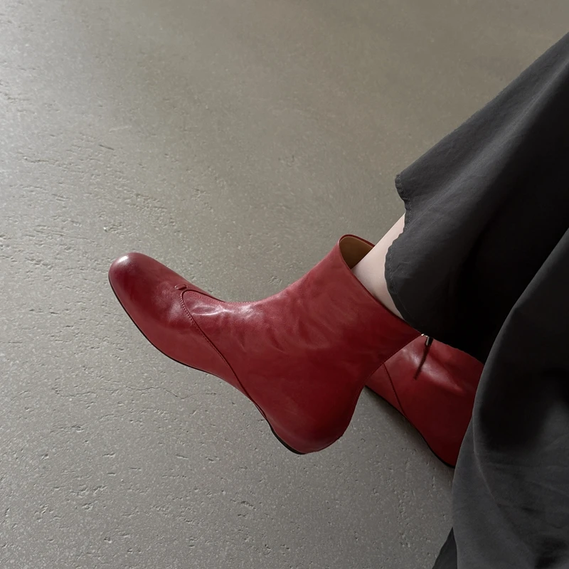 Nouvelles Bottines Femme 2026 en Cuir Véritable Style Urbain Automne, Patchwork Respirant, Coupe Basse avec Fermeture Éclair