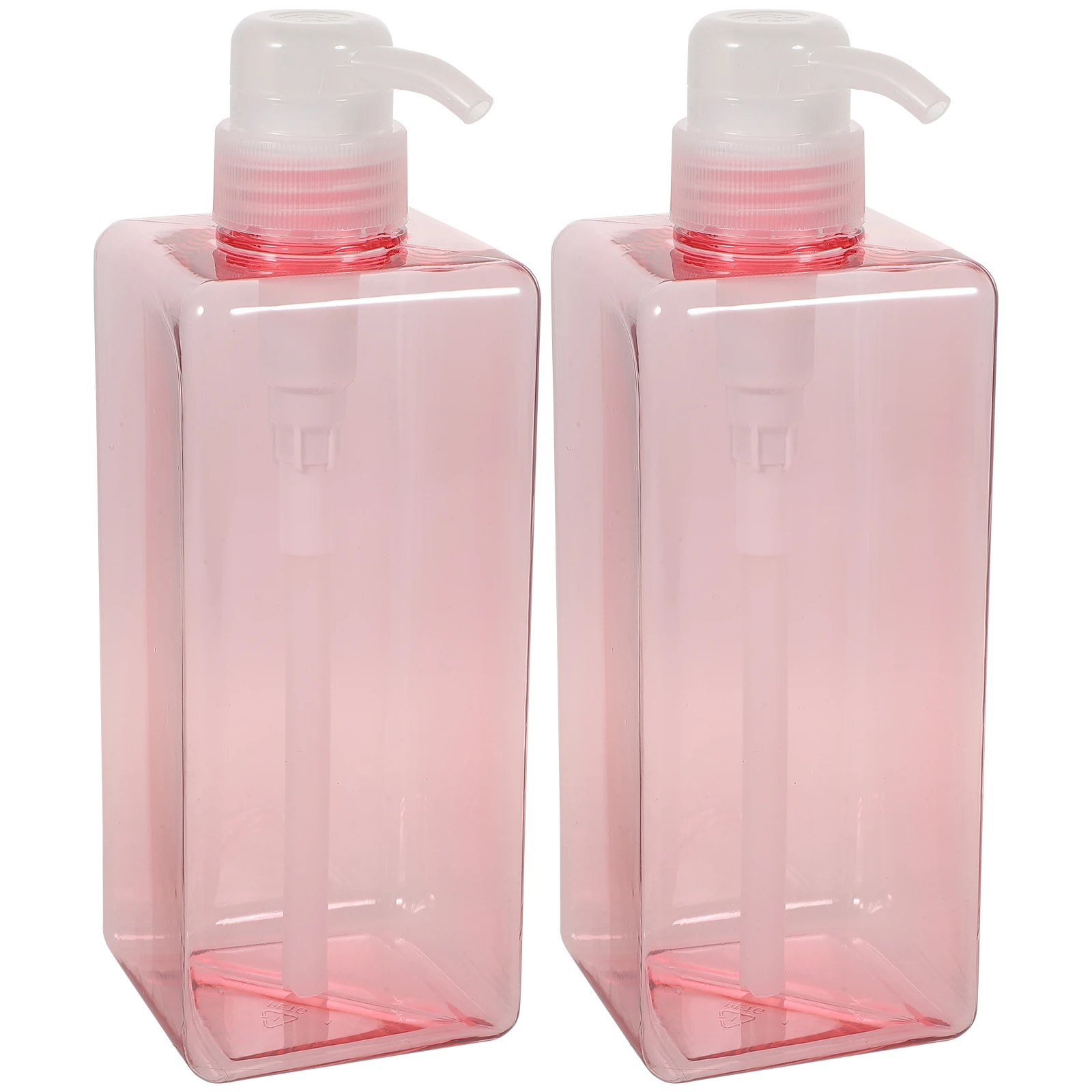 

2 PCS Lotion Bottle Pink Refillable Pump Shampoo Dispenser for Home Bathroom Kitchen Hotel Reusable Square Liquid Storage Vessel