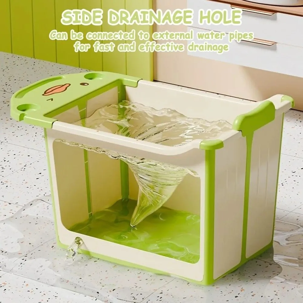 New Portable Bath Tub Foldable with Drainage Hole Swimming Bucket Non-Slip Base Space-saving Bath Bucket Supplies