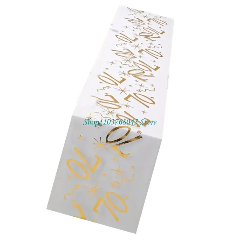 R53F Elegant 10Meter Gold Trimmed Table Cover for Anniversary Parties Adult Birthday Decorations Celebration Styling