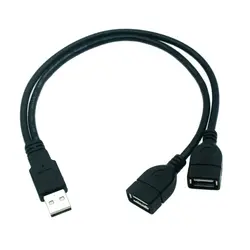 1PC 30CM USB 2.0 A 1 Male To 2 Dual USB Female Data Hub Power Adapter Y Splitter USB Charging Power Cable Cord Extension Cable