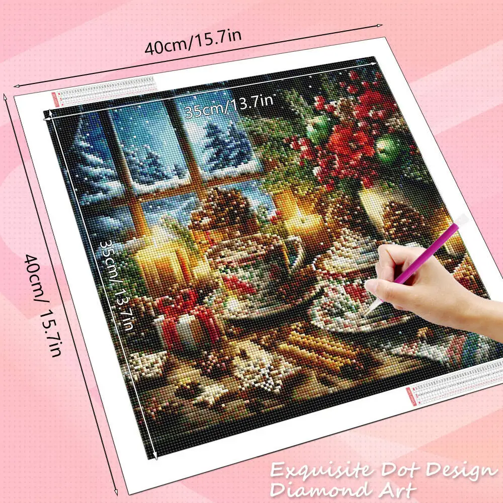 HUACAN Diamond Painting Coffee Cup Christmas Full Round Drill Wall Decor Diamond Mosaic Winter Cross Stitch view 2
