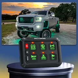 MICTUNING P1s RGB 6 Gang Switch Panel Multifunction Toggle Momentary Strobe Pulsed Switch Pod Adjustable RGB Colors Brightness