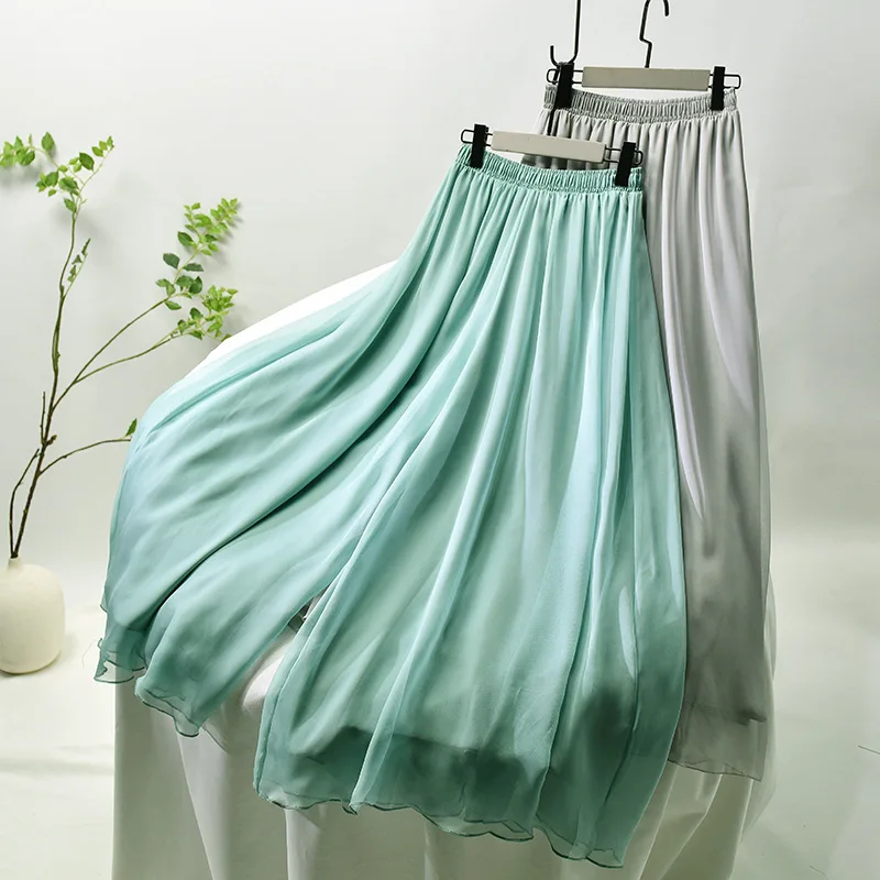 

Женские летние двухслойные шифоновые брюки 2026 года, свободный крой, широкие штанины, белые, оверсайз, в стиле бохо, розовые, женские брюки