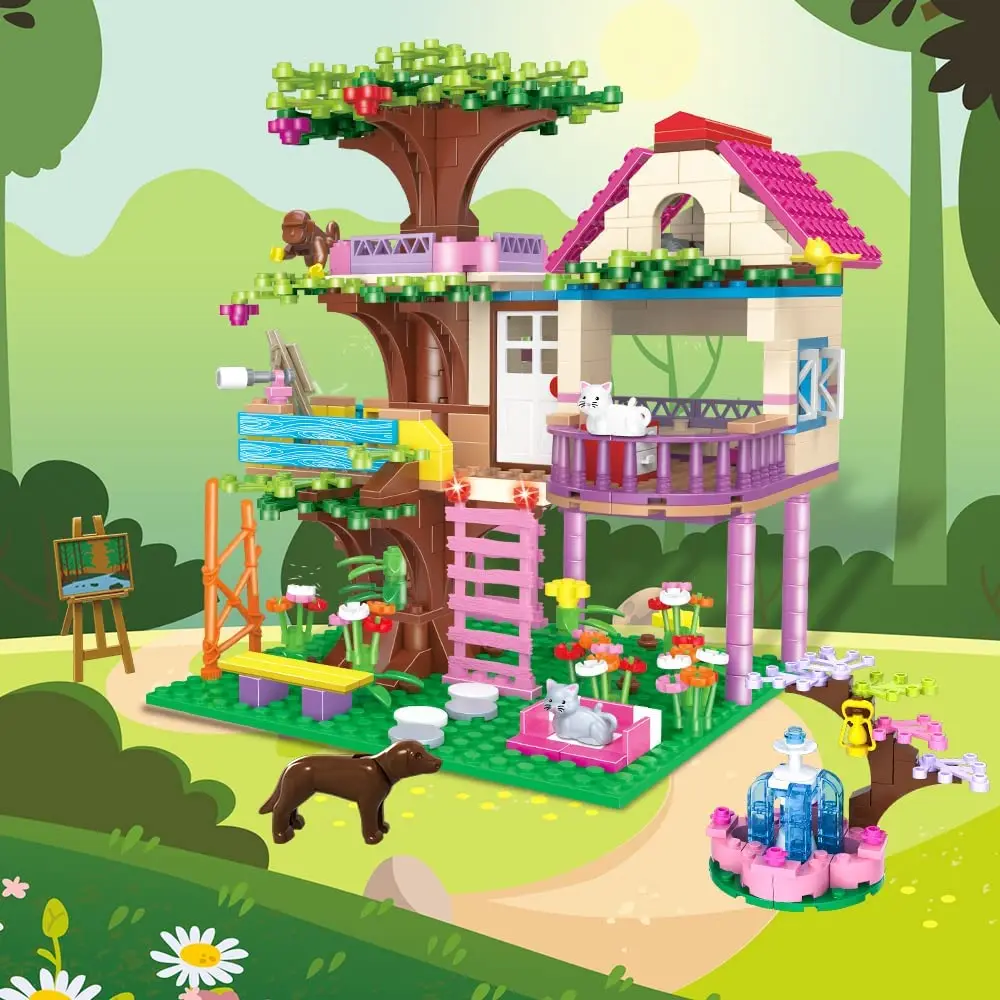 HOGOKIDS Tree House Building Toy Creative Construction Set 613PCS Forest House Building Blocks Toy Gifts for 6 7 8 9 10+ Kids