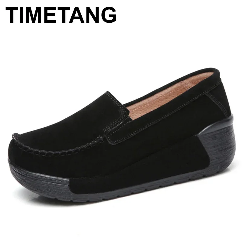 TIMETANG autumn spring women shoes with platform,moccasin type flat platform shoes fashion women moccasins ladies slip on female