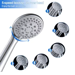 EHEH ABS Shower Head 5 Modles Adjustable High Pressure Water Saving Showerhead Bathroom Accessories