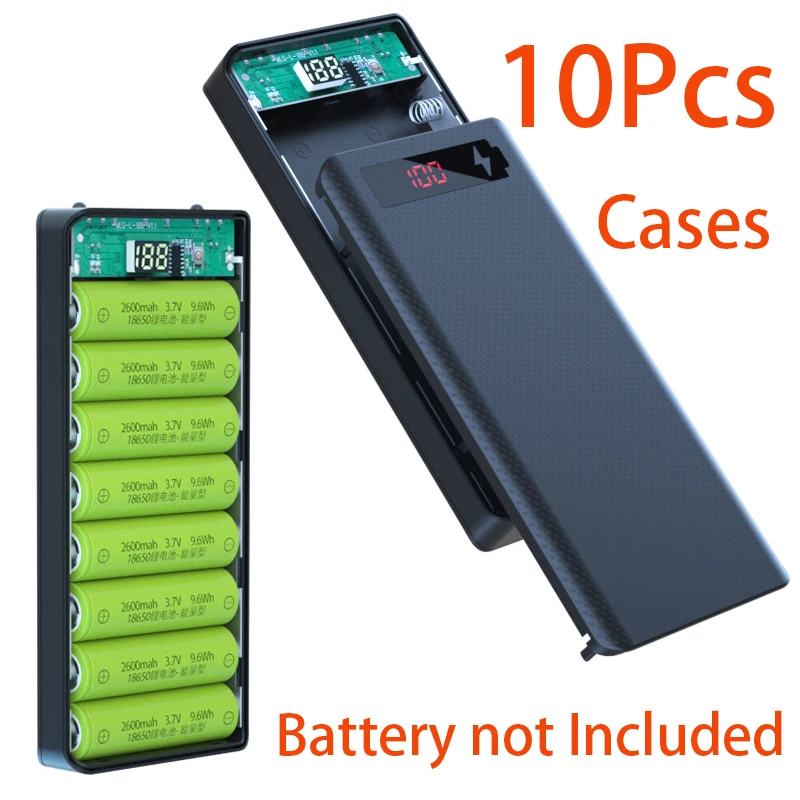 

10Pcs Dual USB Micro USB Type C Power Bank Shell 5V DIY Shell 18650 Holder Cases Detachable Battery Charge Storage Box