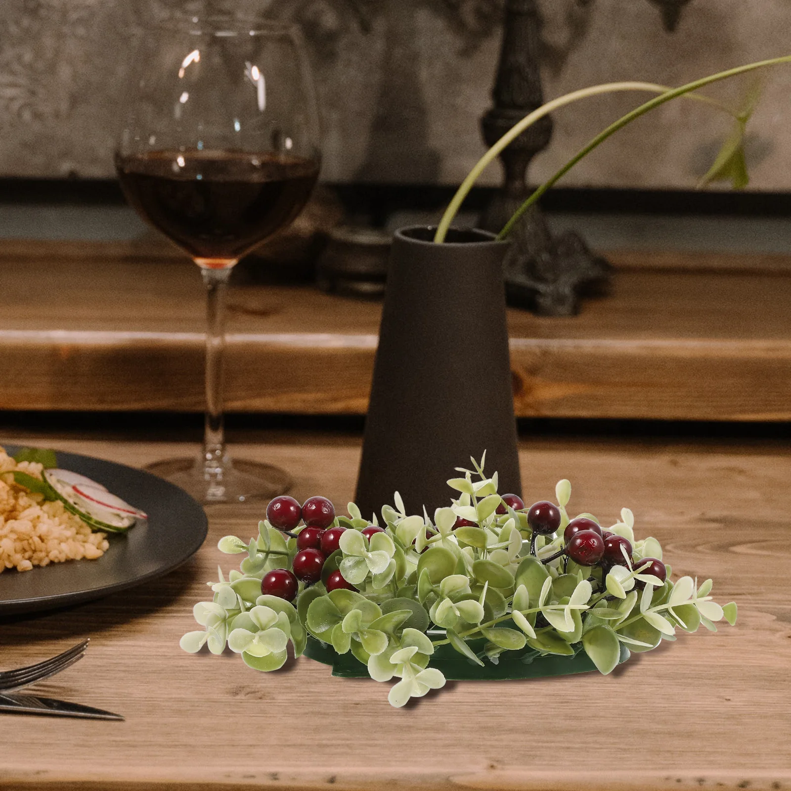 

2pcs Simulation Eucalyptus Leaf Wreath Ring For Party Wedding Christmas Decoration Artificial Plants Flowers Table