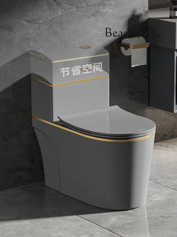 

Gray household toilet water-saving small apartment pumping siphon ceramic new color personality simple