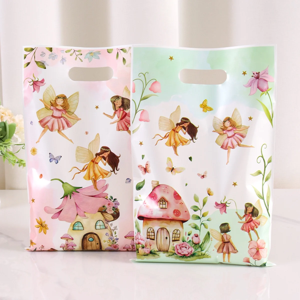 10/20/50 Stück Blumenfee Süßigkeiten Geschenktüten Blumen Schmetterling Tragetaschen für Hochzeit Geburtstag Frühling Partybevorzugung Zubehör Urlaub DIY – Detail 3