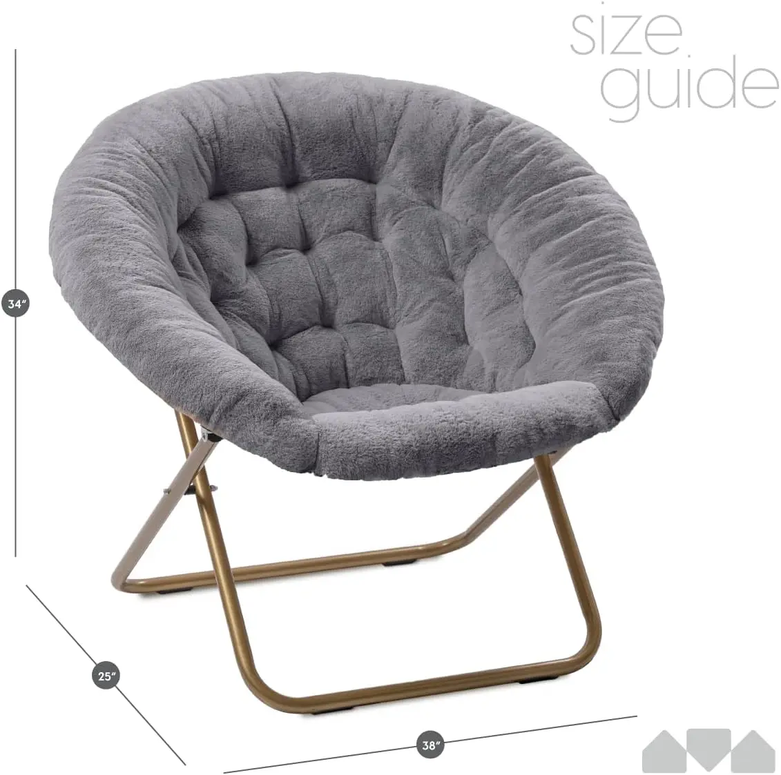 Comfort Corner Cozy Chair/Faux Fur Saucer Chair for Bedroom/X-Large,25D x 38W x 34H in (Grey)