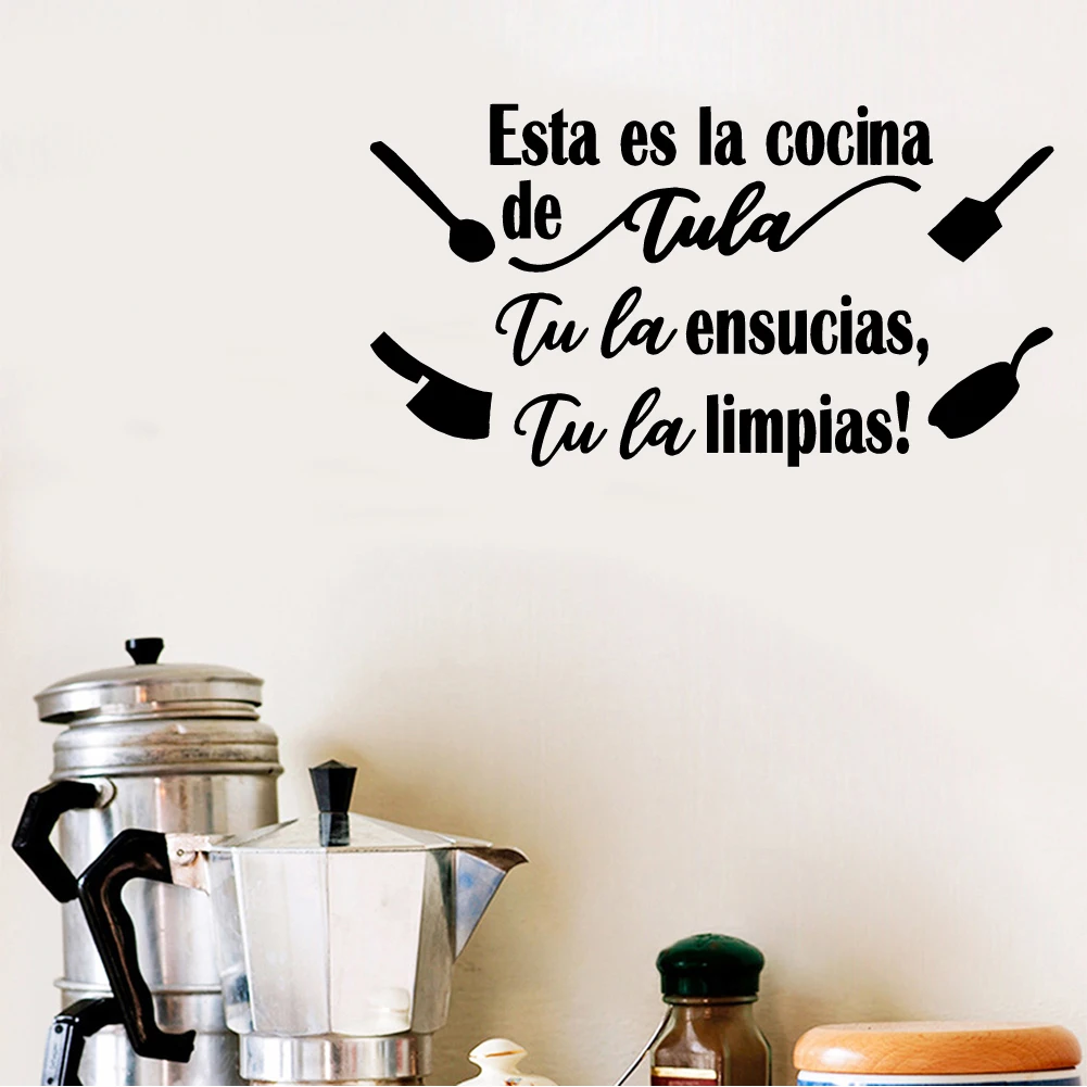 Spanish Wall Decals Kitchen Food Para Pared Esta ES La Cocina De Tula Textos Biblicos Decorativos Peel And Stick