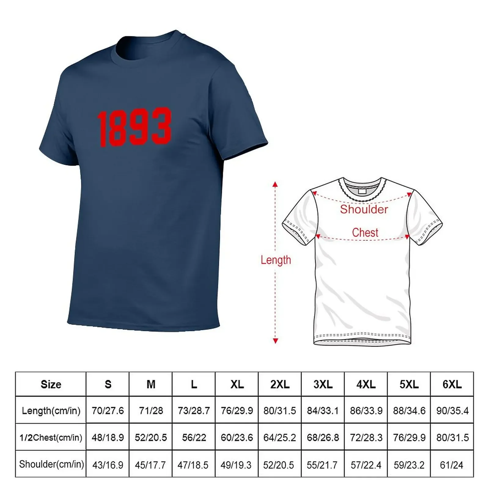 1893 Basel Red T-shirt korean fashion boys whites kawaii clothes plus size tops heavyweight t shirts for men