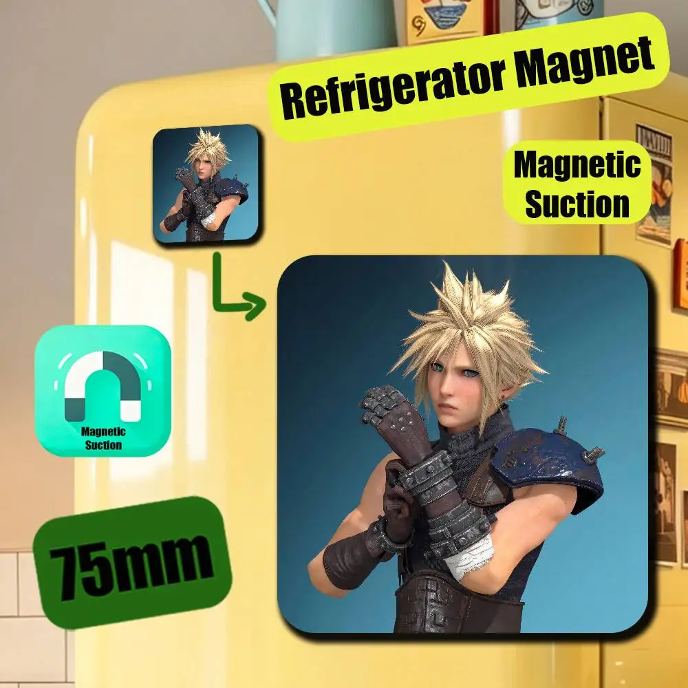 For Final Fantasy Cloud Strife Refrigerator Magnets Metal Icebox Cabinet Custom Fridge Magnetic Card Cover