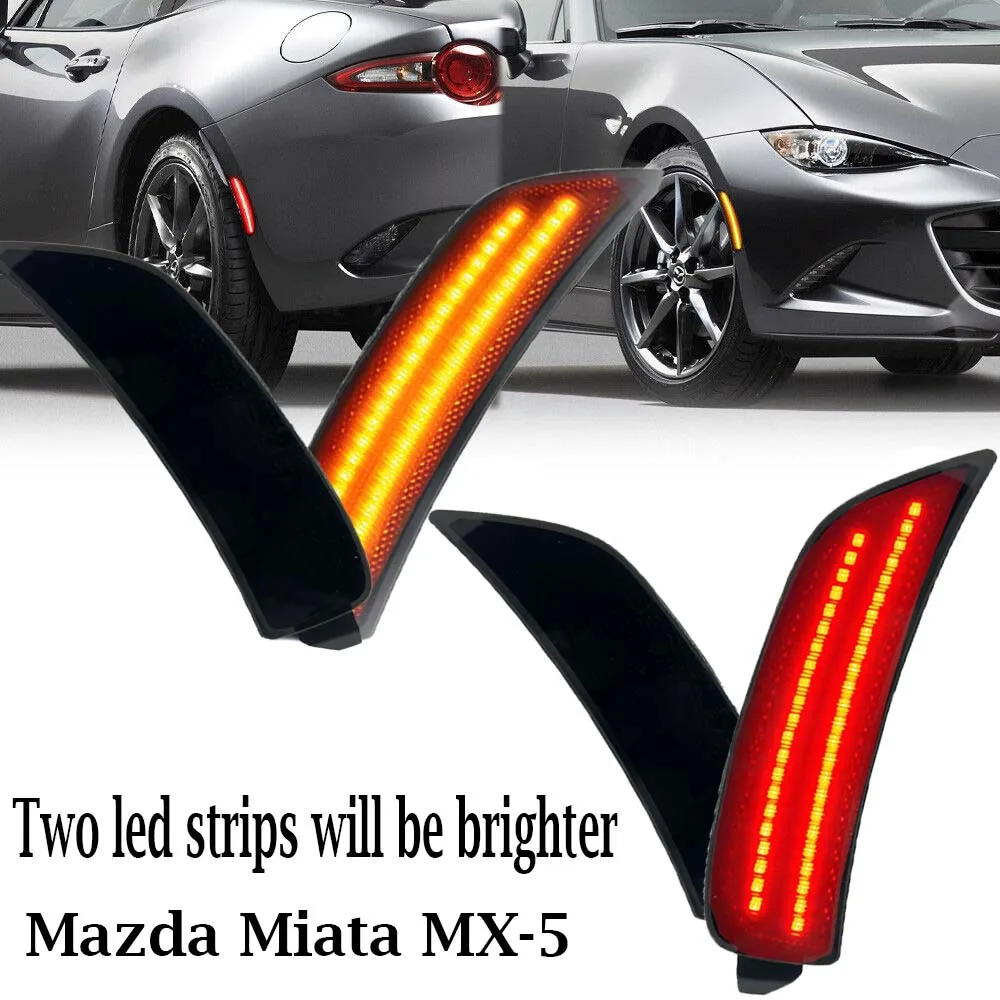 LH+RH Red/Amber LED Side Marker Bumper Fender Turn Signal Light For Mazda Miata MX5 MX5 ND 2016-2021 No Error Reflector Lights