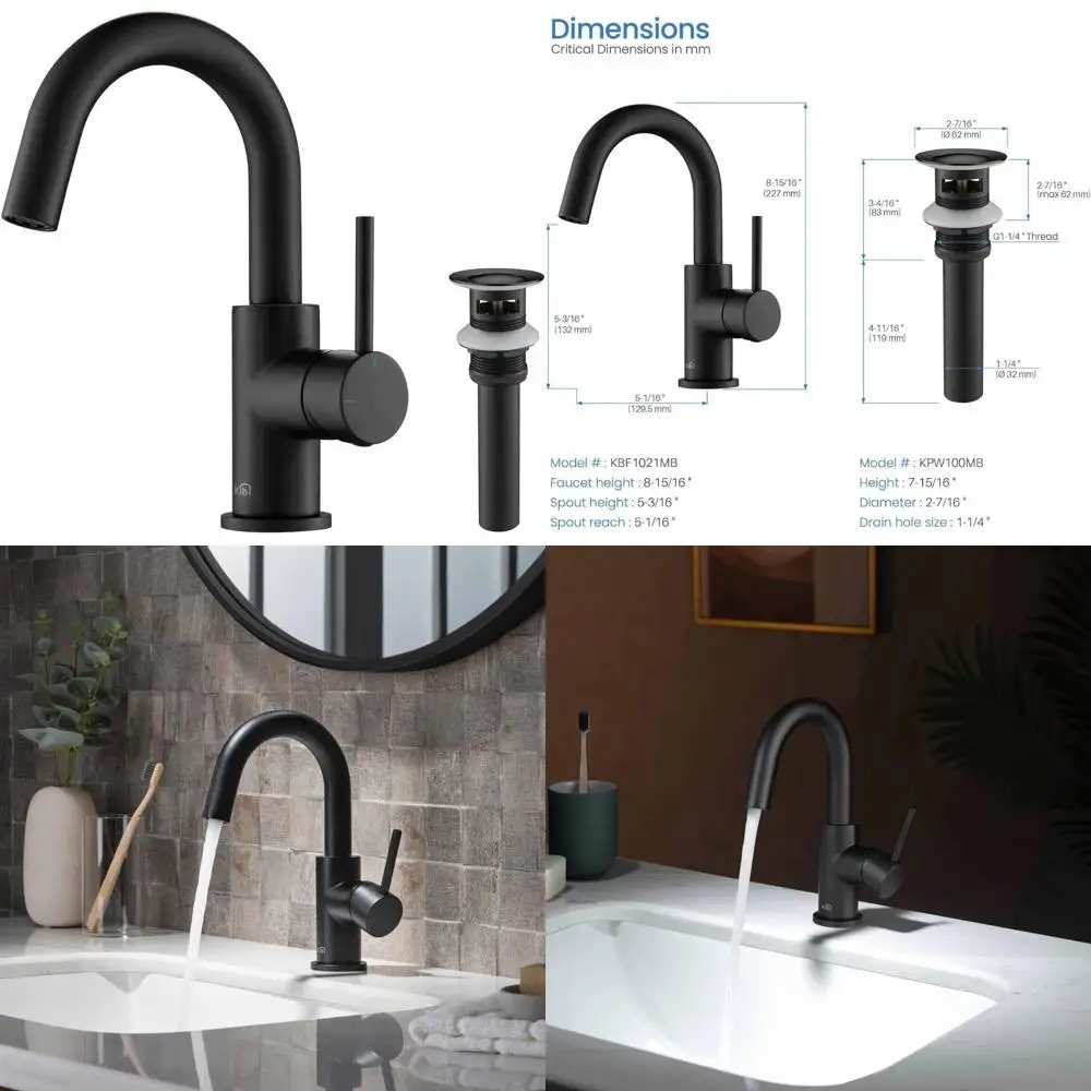 

High Arc Solid Brass Bathroom Sink Faucet with Pop Up Drain | Durable Ceramic Cartridge | Premium Quality Long-Lasting Fixture