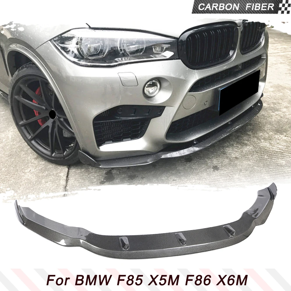 Car Front Bumper Lip Spoiler Bumper Guard Protector for BMW F85 X5M F86 X6M 2014 - 2018 Carbon Fiber