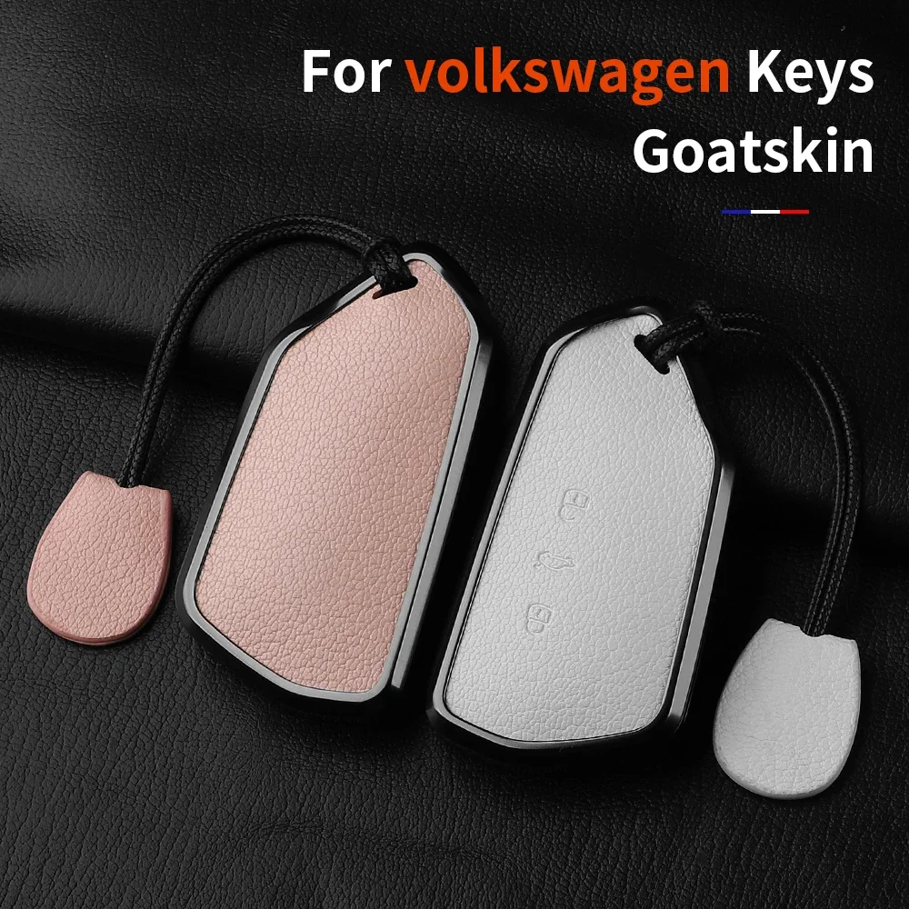 

Goatskin Car Key Case Cover For Volkswagen Golf 8 MK8 ID.3 ID.4 Cupra Skoda Octavia A8 SEAT Leon MK4 2020 2021 Formentor Tarraco