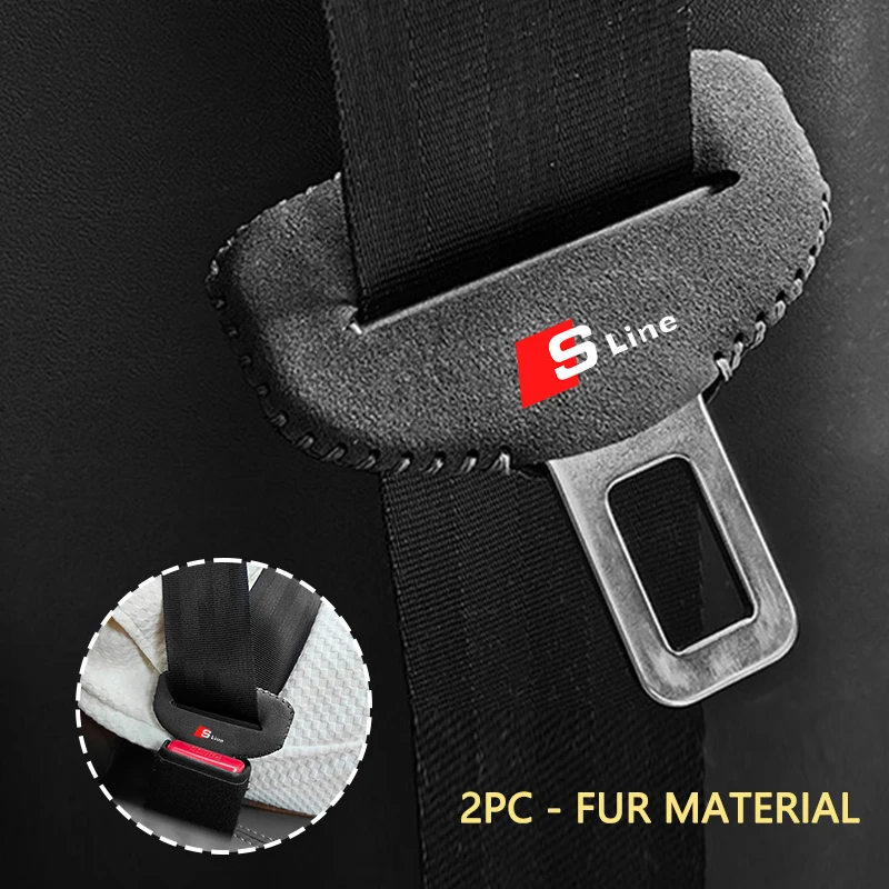 Suede Car Seat Safety Belt Buckle Decoration Cover Accessories For Audi Quattro A1 A3 A5 B5 B4 B8 B7 B6 S6 S7 Q5L Q7 Q8L RS6 RS4 view 5