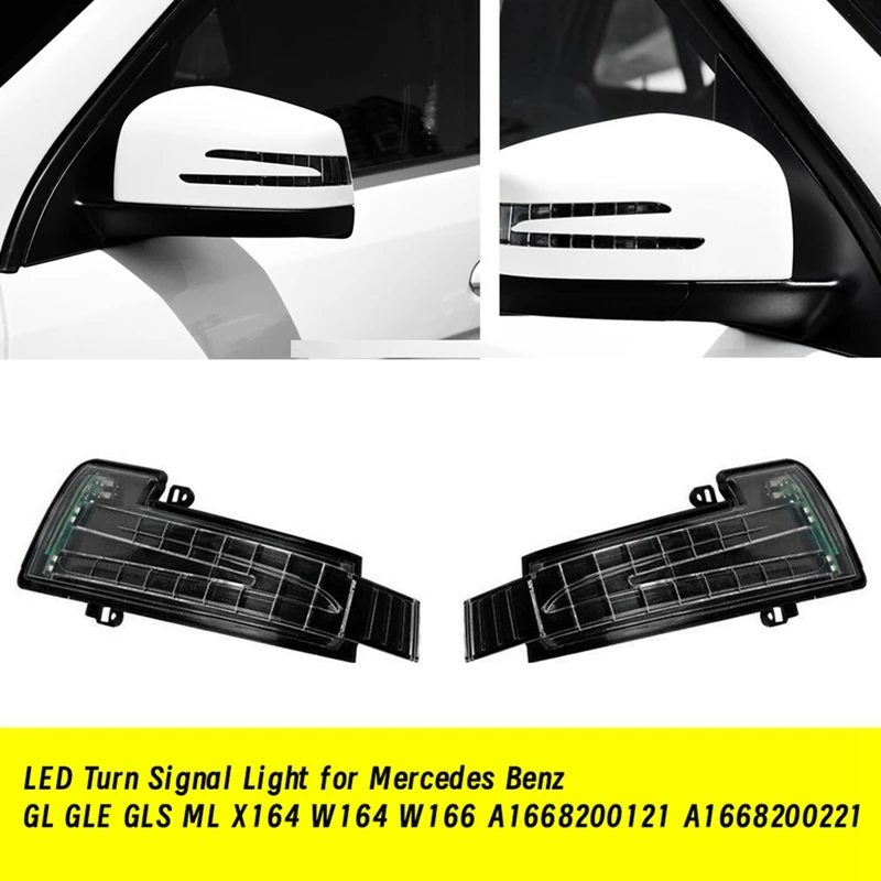 1Pair Rearview Mirror Lamp LED Turn Signal Light For Mercedes Benz GL GLE GLS ML X164 W164 W166 A1668200121 A1668200221-A92D