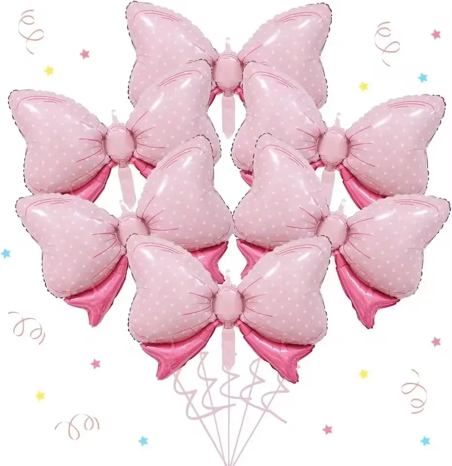 6 Stück Rosa Schleifenballons Mini-Schleifenballons Hochzeit Geburtstag Party Dekoration Brautparty Geschenk Ballon Dekorationszubehör