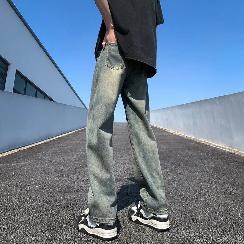 

American Style Spring Autumn Men Ripped Baggy Jeans Streetwear Casual Straight Pants Male Loose Comfortable Denim Trousers D57