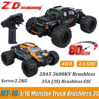 ZD Racing High-Precision Bearings RC Monster Truck MT-16 80KM/H 2.4GHZ Four-Wheel Drive Brushless Combo 1/16 RC Off Road Car Toy