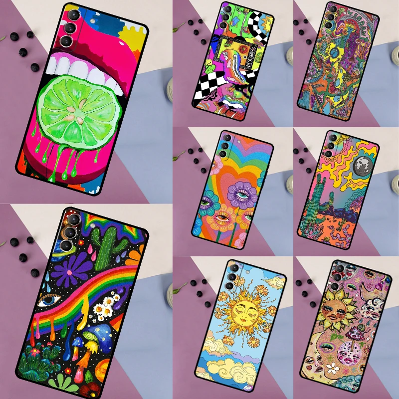 Indie Hippie Art Case For Samsung Galaxy S23 S22 S24 Ultra Note 20 S20 S21 FE S9 S10 Note 10 Plus Back Cover