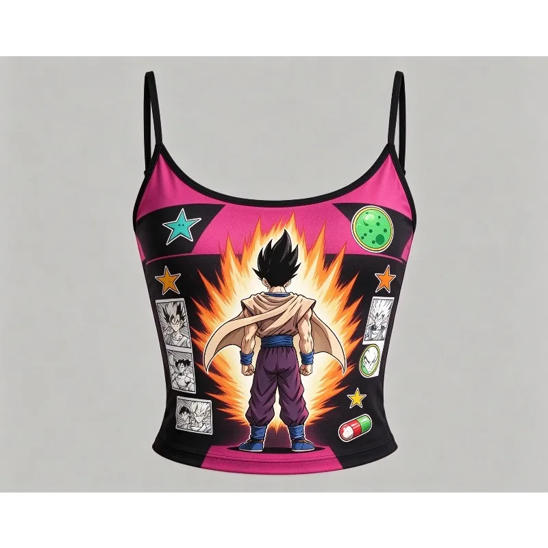 Dragon Ball Vegeta Super Saiyan Vest Tank Top Anime Print Breathable Sportswear Women Streetwear